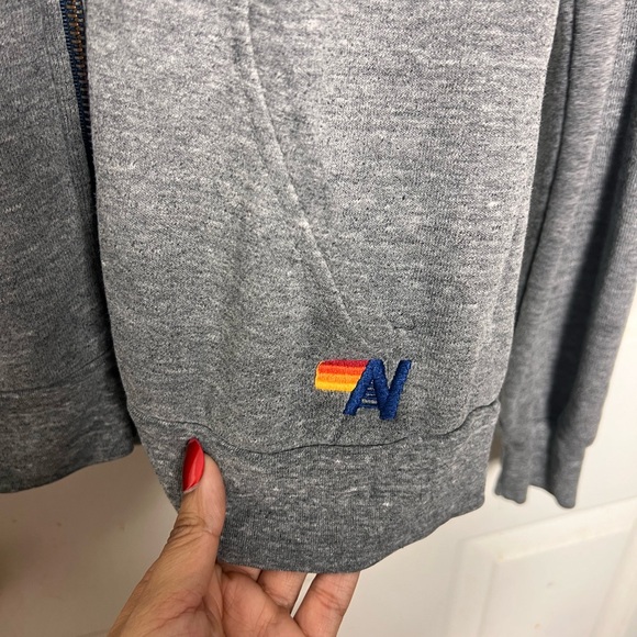 AVIATOR NATION  5 STRIPE HOODIE - HEATHER GREY - Picture 8 of 8